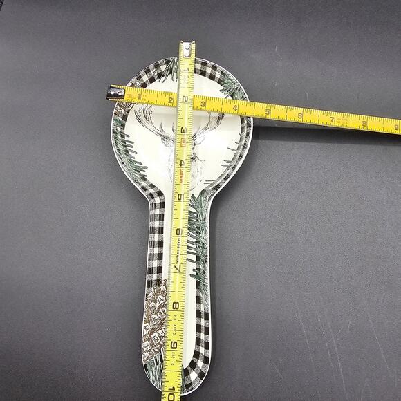 Robert Stanley Spoon Rest Ceramic Moose Pinecone Lodge Kitchen Black White - Picture 6 of 6